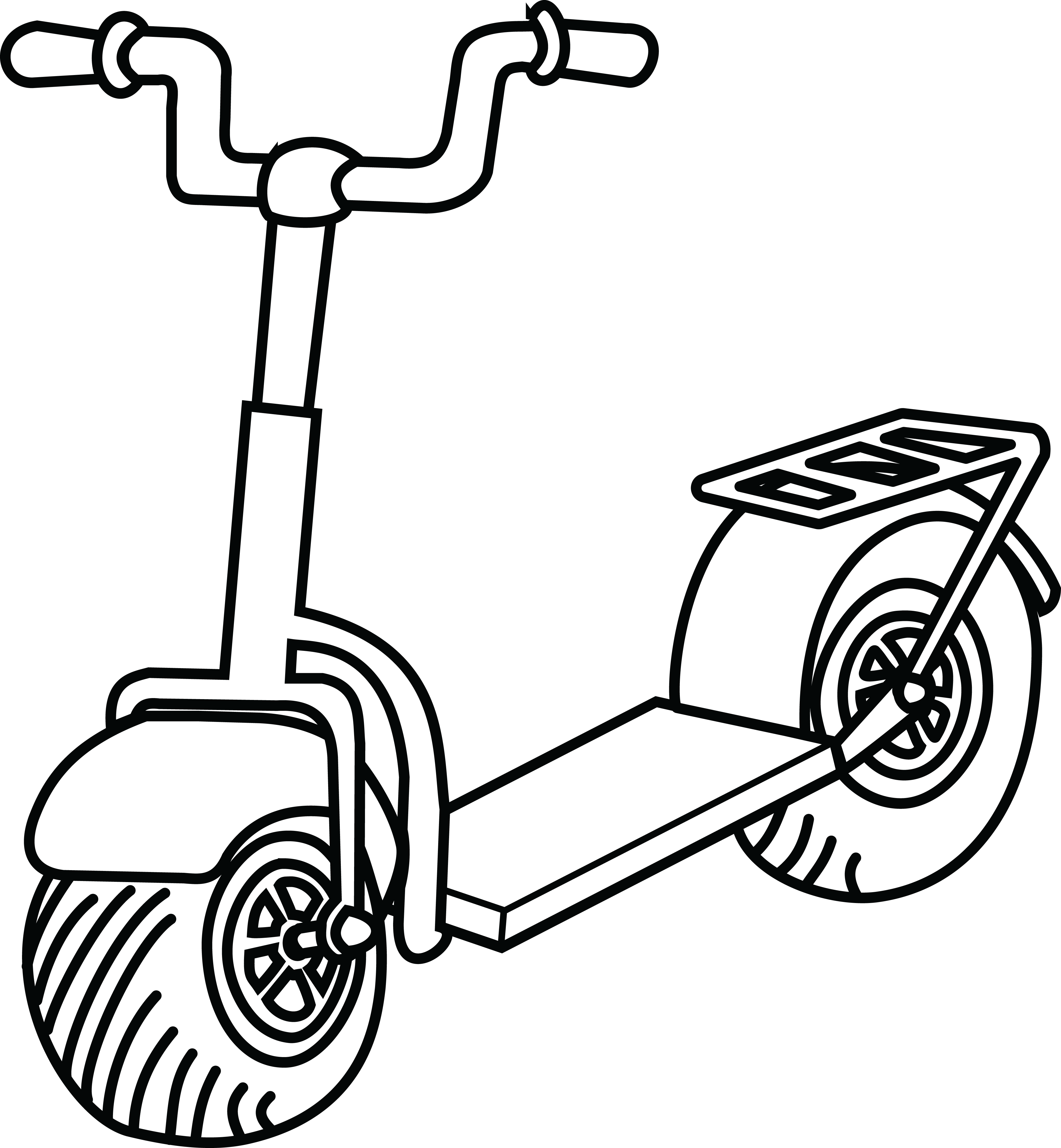 Free Clipart Of A Scooter - Scooter Clipart Black And White (4000x4330)