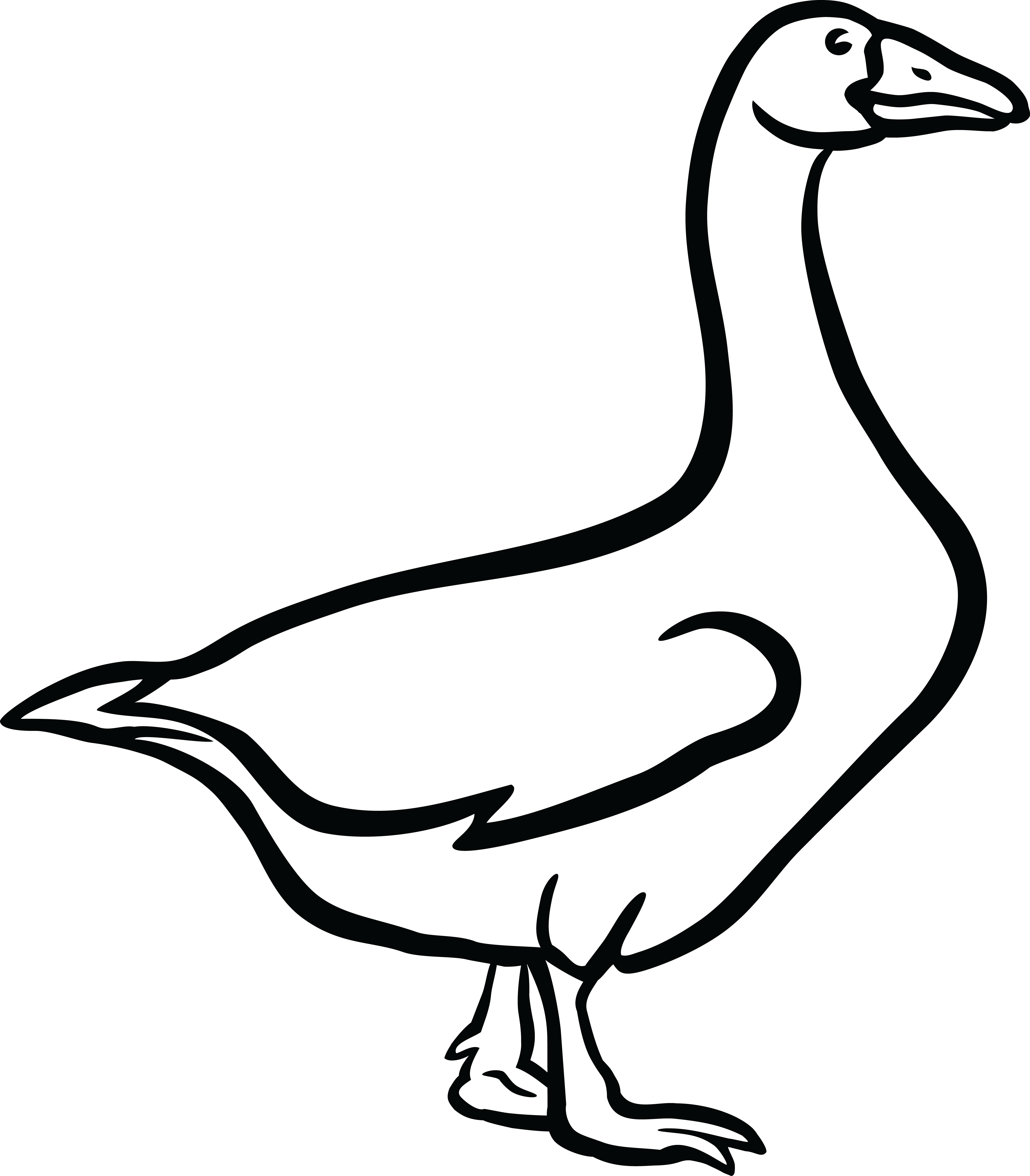 Free Clipart Of A Goose In Black And White - Goose Clipart Png (4000x4566)