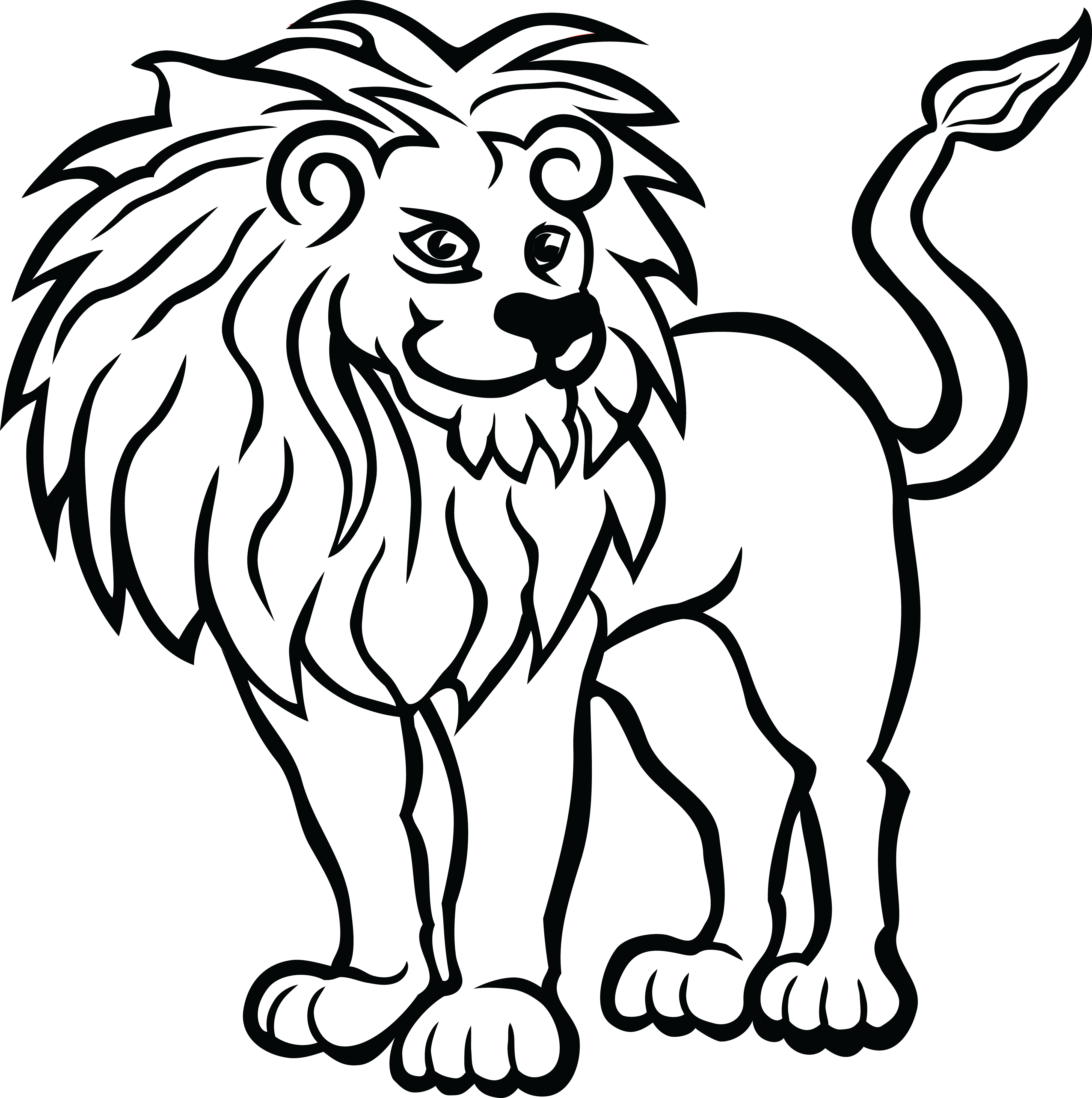 Free Clipart Of A Lion - Zoo Animals Coloring Pages (4000x4024)
