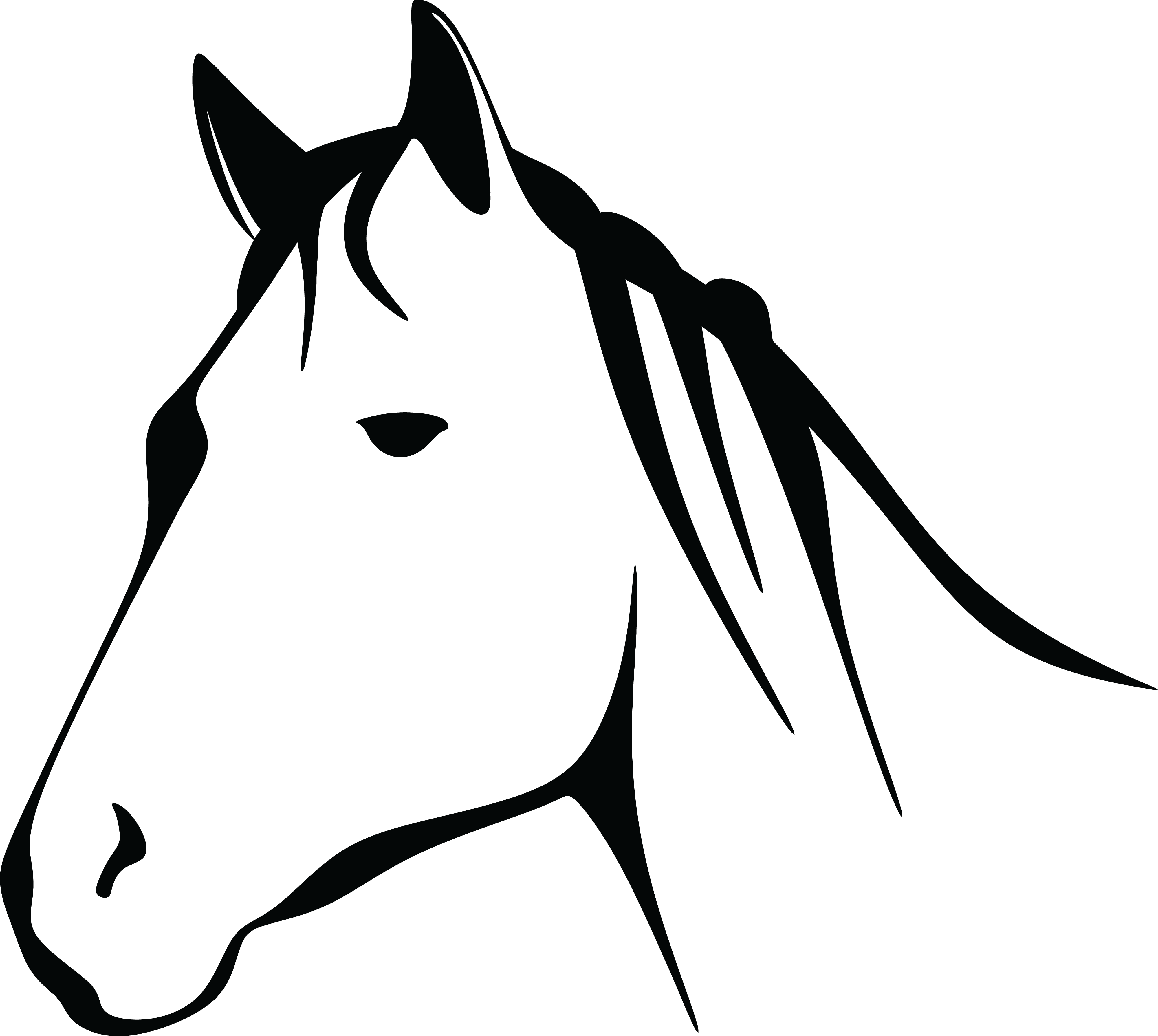 Free Clipart Of A Black And White Horse Head - Horse Head Clipart Black And White (4000x3578)