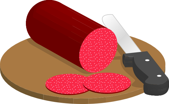 Sausage Clipart Slice Salami - Salami Clipart (555x342)