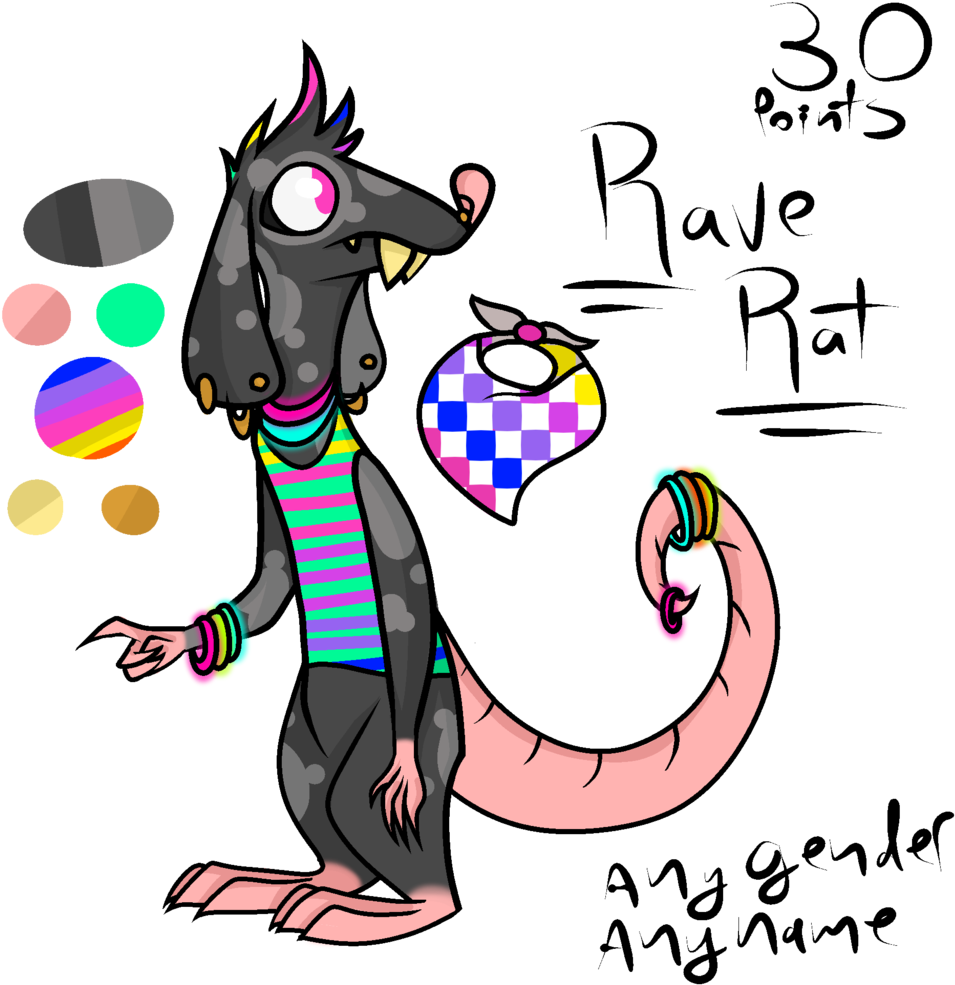 Rave Rat Adoptable - Cartoon (1024x1024)