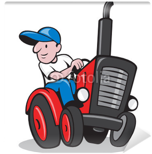 Farmer Driving Vintage Tractor Cartoon Wall Mural • - Farmer Driving Vintage Tractor Cart Round Ornament (400x400)