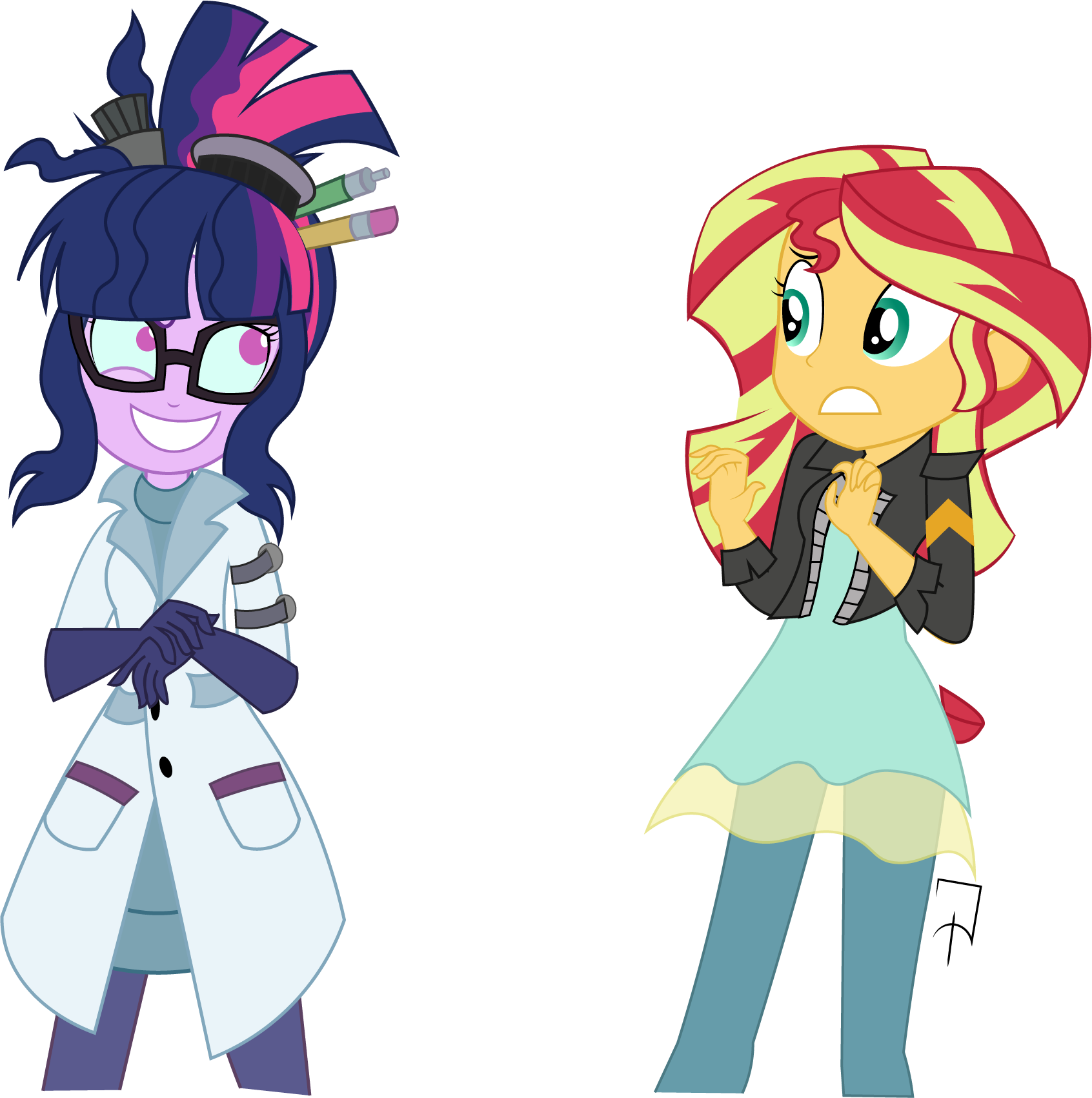 Princessfireshiner, Duo, Equestria Girls, Grin, Mad - Anime Scientist Transparent Background (1692x1701)