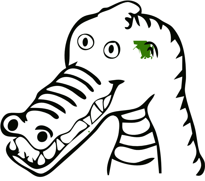 Krokodil Farbe Drawn Crocodile Art Sheet Page Black - Color (1979x1747)