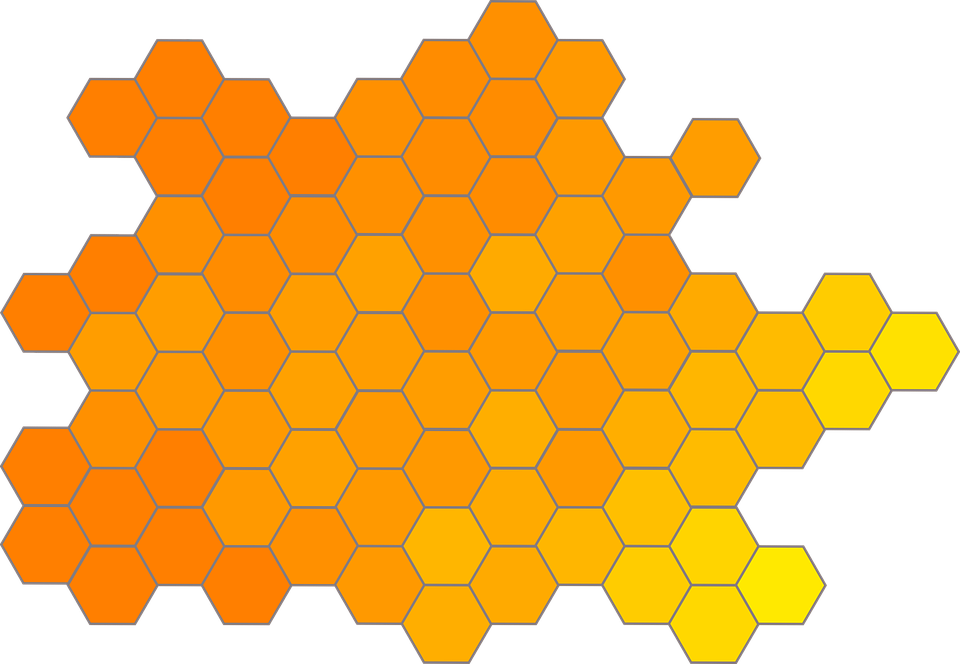 Honeycomb Gradient Hexagon Orange Yellow H - Bee Hive Vector (960x664)