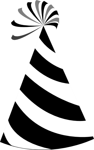 Hat Black And White Birthday Hat Clipart Black And - Black And White Birthday Hat (378x599)