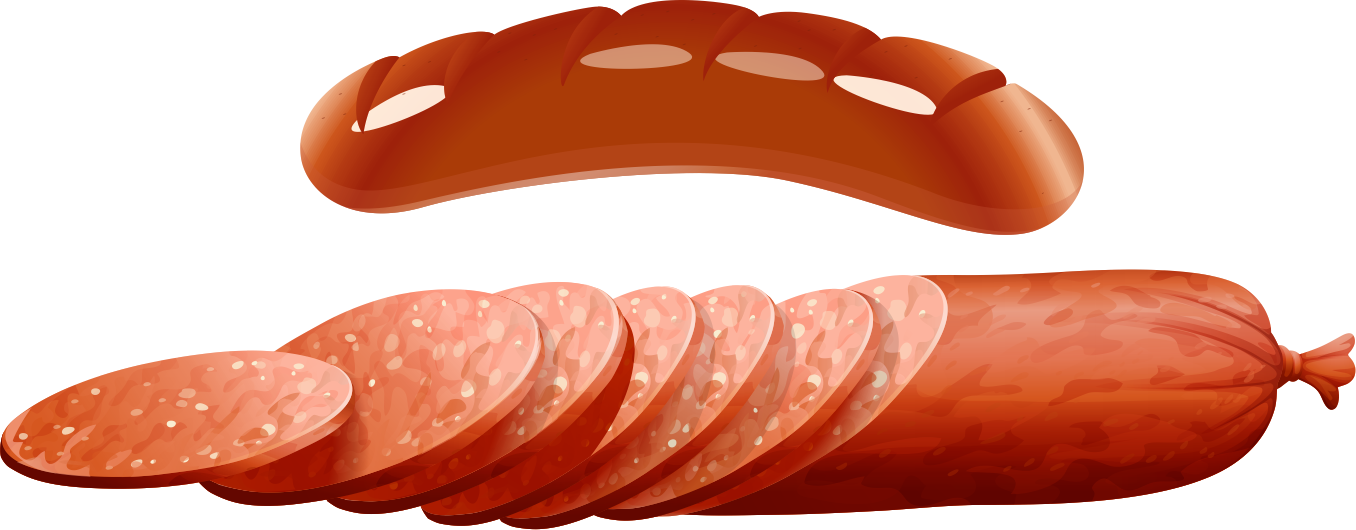 Breakfast Sausage Salami Ham Bacon - Jamon De Cerdo Animado Png (1356x530)