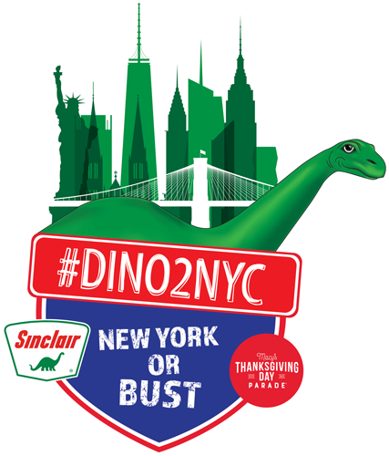 Dino's Taking His Annual Cross-country Road Trip To - Sinclair Oil (427x500)
