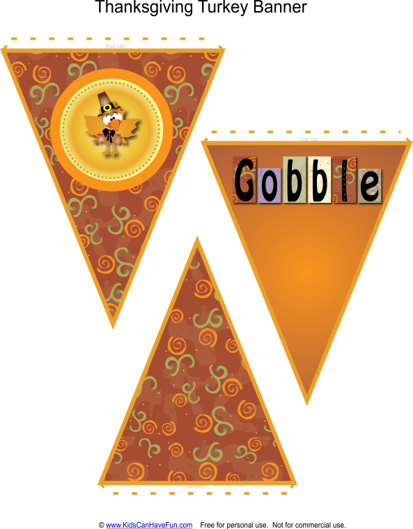 Thanksgiving Banner Coloring Print Out - Triangle (593x759)