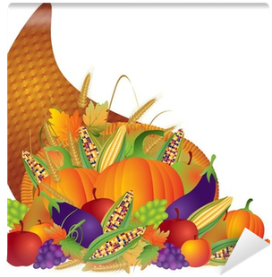 Fotobehang Thanksgiving Day Fall Harvest Cornucopia - Cornucopia Border (400x400)