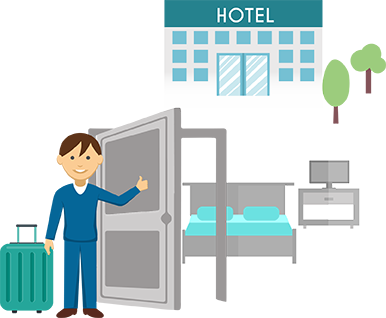 Illustration Of Self-checkout At A Hotel And Happy - Check In Hotel Png (386x318)