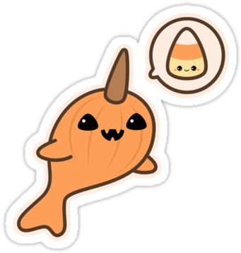 Super Cute Halloween Stickers With Jack O'lantern Narwhal - Narwhal Love Gif (375x360)