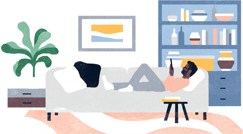 Illustration Of Man Relaxing At Home - Coffee Table (800x443)