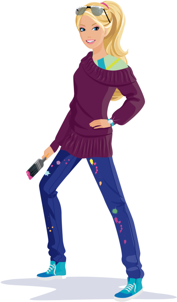 Girl Clipart, Vectors, Barbie, Barbie Doll - Barby Princes Drowing (691x1024)