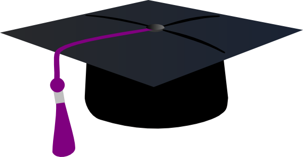 Graduation Hat With Purple Tassle Clip Art At Clipart - Graduation Cap Clip Art (600x312)
