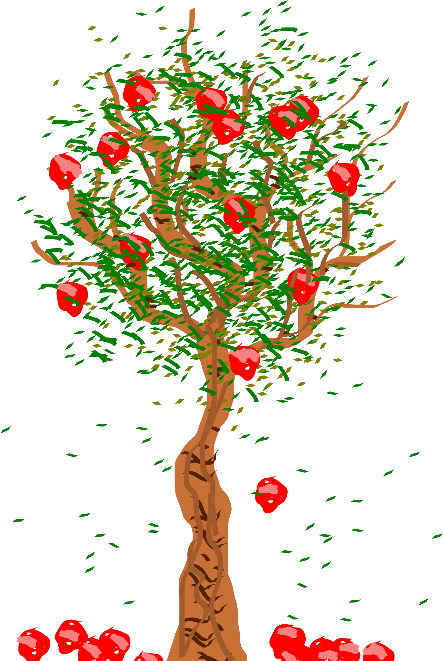Clipart Apple Plant Tree - Fruits Falling From Tree (1697x2400)