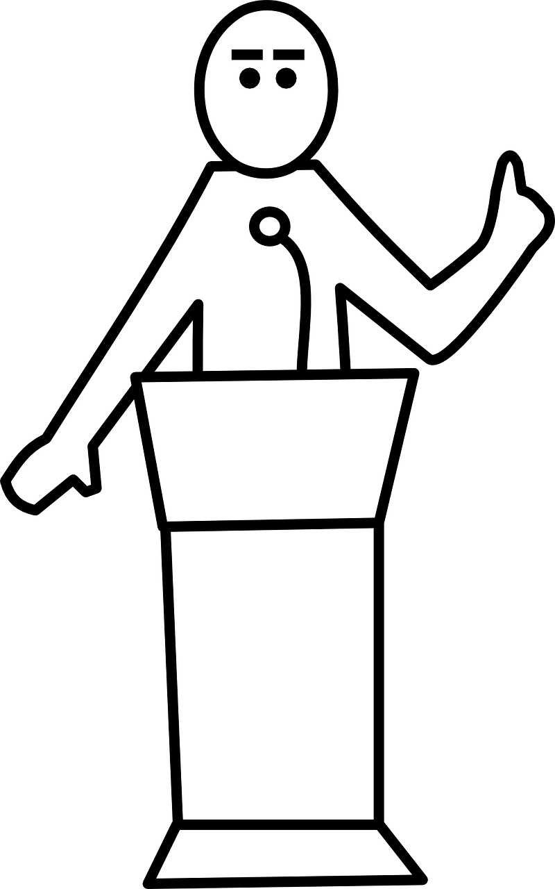 What Were You Thinking - Public Speaking Clipart Black And White (800x1280)