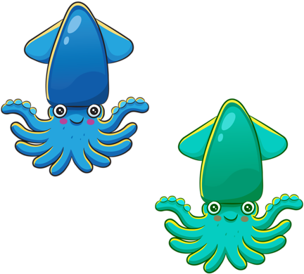 Раки И Осьминожки - 卡通 烏賊 (500x420)