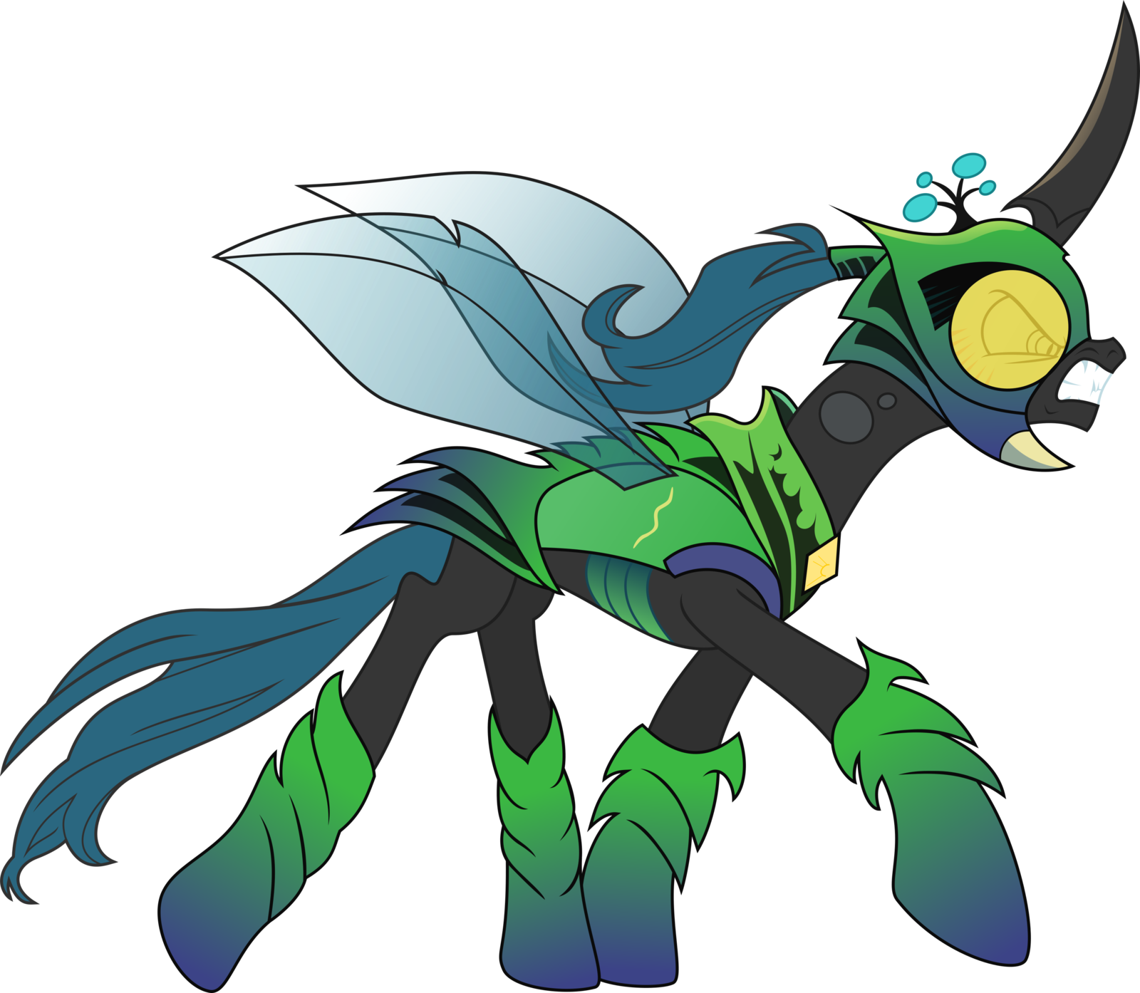 Queen Chrysalis In Chitin Armor By Pappkarton - Mlp Queen Chrysalis In Armor (1600x1394)