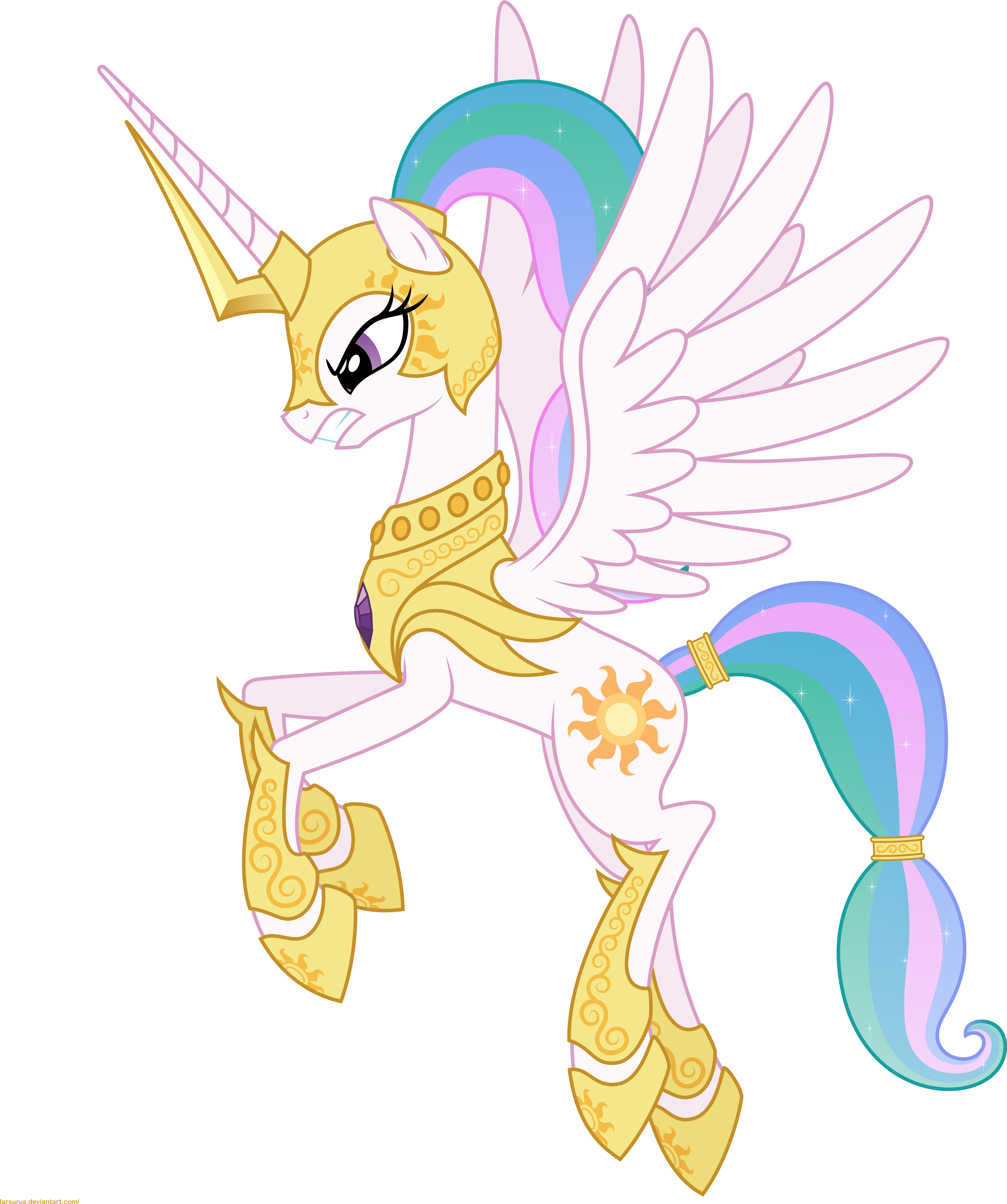 Larsurus, Flying, Princess Celestia, Safe, Solo, Warrior - My Little Pony Princess Celestia Awesome (5000x5500)