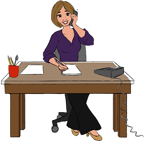 Karen Erwin, Office Manager - Woman At Desk (500x491)