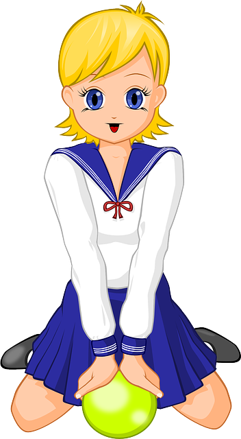Girl, Blonde, Young, Teenager, Teen, Ball - Schoolgirl Anime Png (352x640)