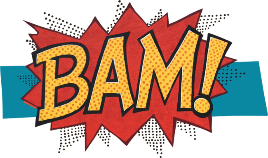 Breakfast Amp Bistro Comic Book Themed Restaurant In - Bam Comic Png (1100x648)