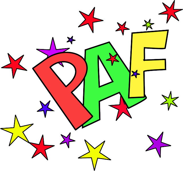 Red, Green, Blue, Yellow, Fight, Cartoon, Purple, Stars - Paf Clipart (640x600)