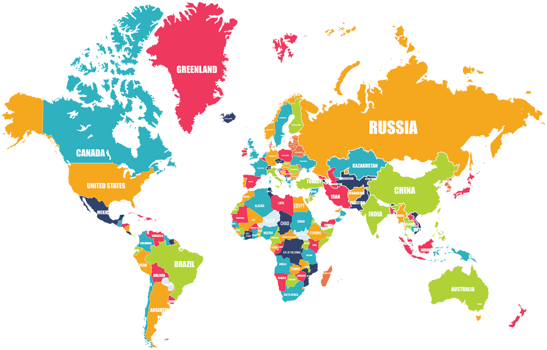 Picture - World Map With Name Png (1100x780)
