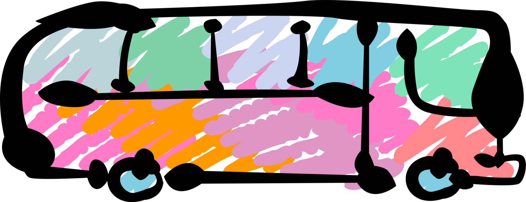 Vector Illustration Of Intercity Passenger Tour Bus - Illustration (1822x700)