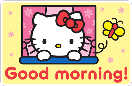 Morning Transparent Png Sticker - Good Morning Hello Kitty (490x317)