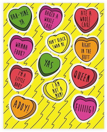 Ilana And Abbi Quotes Conversation Heart Sticker/decal - Stoner Conversation Hearts (484x484)