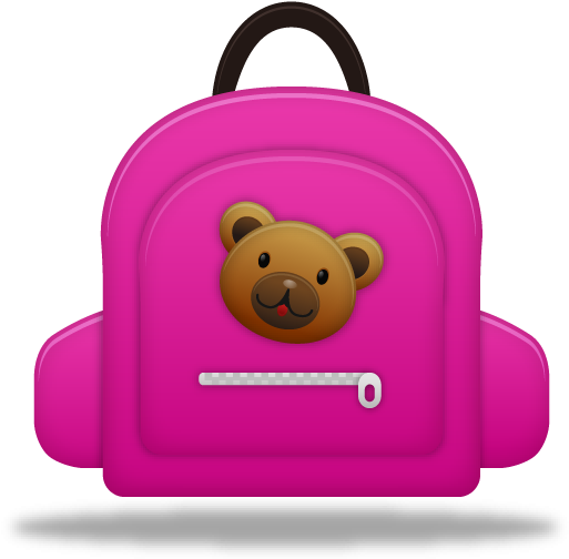 Schoolbag Girl Icon Png - School Bag Png Cartoon (512x512)