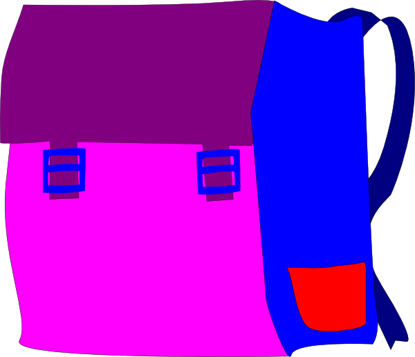 Pink And Purple Backpack Clip Art At Clker - Portable Network Graphics (600x517)
