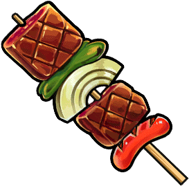 Deluxe Knight Clip Art Image Gear Juicy Bbq Kebab Render - Kebab Cartoon Png (380x380)