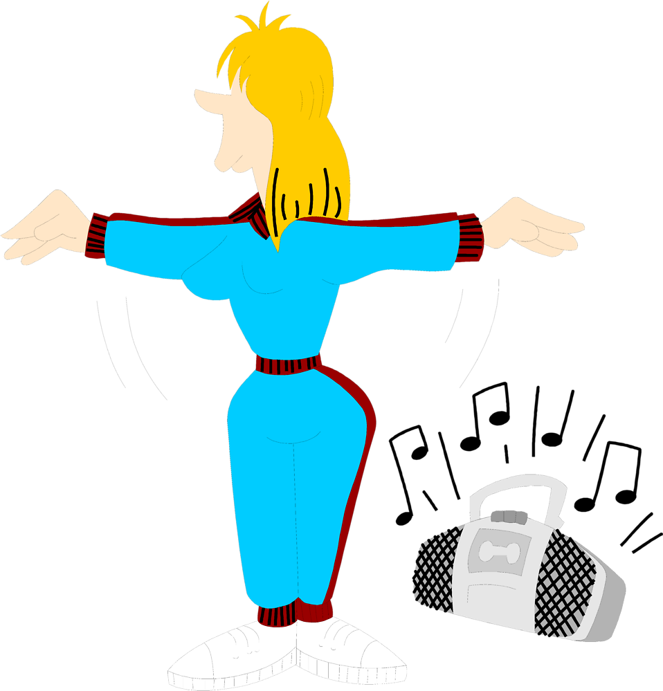 Illustration Of A Woman Doing Aerobics With A Radio - Music (958x999)