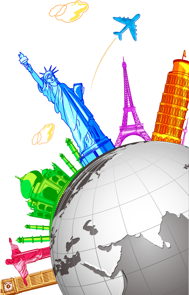 Travel Cartoon Vector - World Landmarks Png (1042x1042)