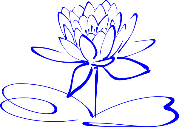 Lotus Outline Blue Clip Art - Drawing Black And White Flower Clip Art (600x426)
