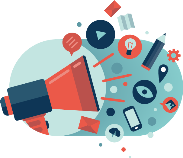 Marketing Cliparts - Social Media Vector Png (606x523)