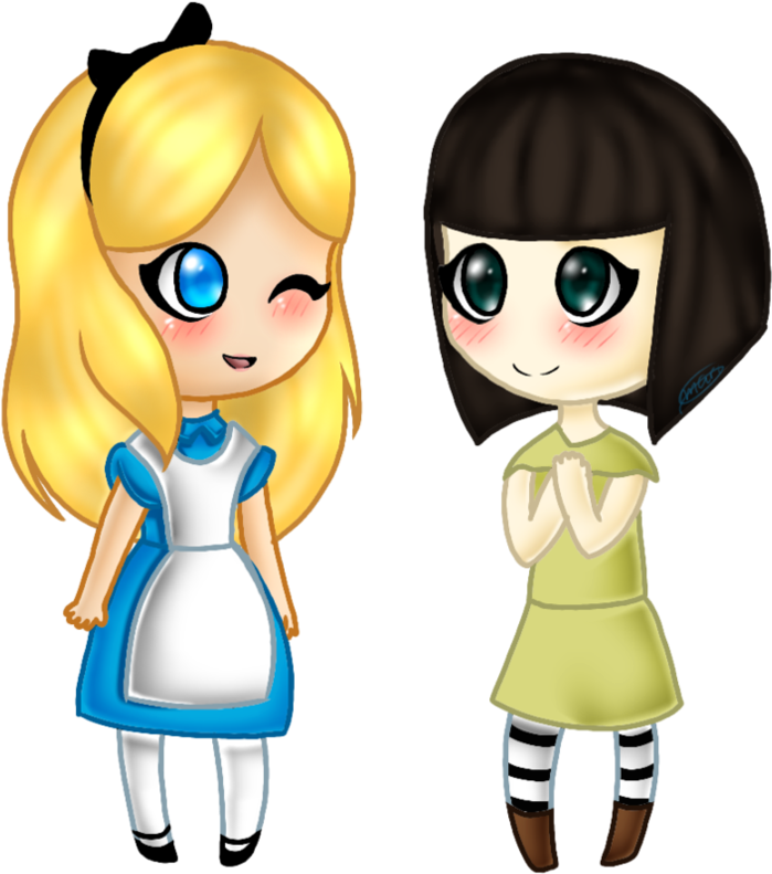 Alice In Wonderland And Fran Bow By Mckiethewolfie - Cartoon (894x894)