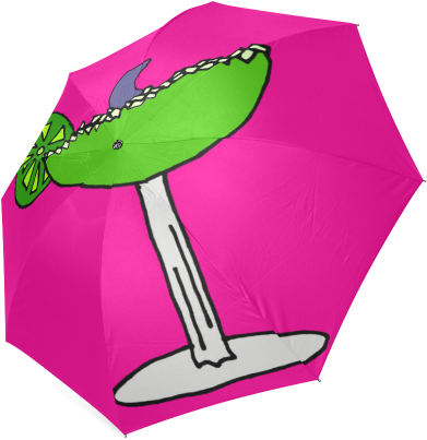 Funny Shark Fin In Lime Margarita Drink Foldable Umbrella - Umbrella (500x500)