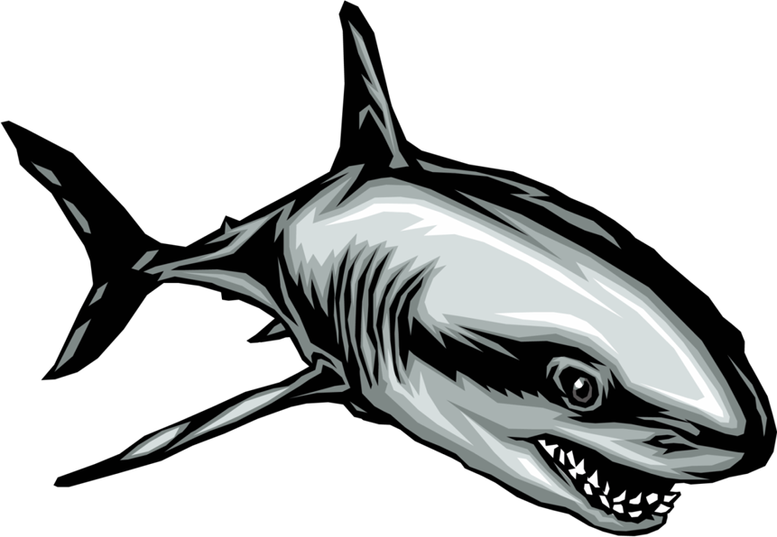 Shark Fish Clipart Png Free Download - Shark (861x596)