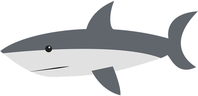 Shark Side Swimming Fin Animal Gray Shark - Shark Clipart (680x340)