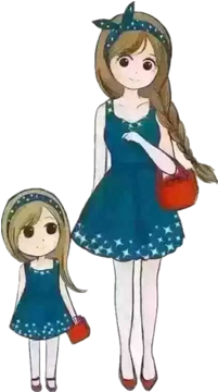 Mother Daughter Woman Child - Q 版 的 母亲 (400x533)