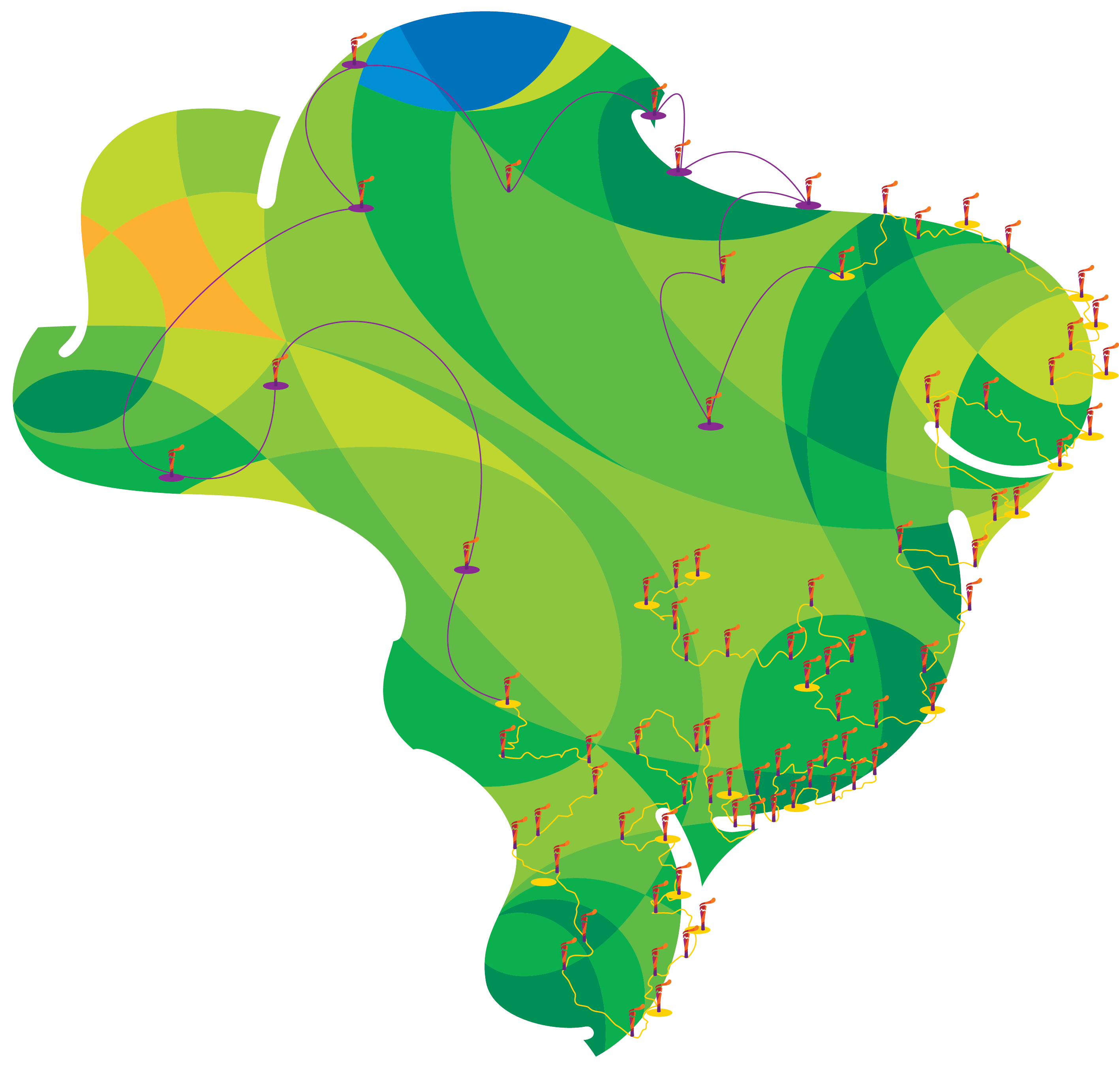 Rio Olympic Torch Relay 2016 By Rio2016 Map Brazil - Mapa Do Brasil Olimpiadas (2834x2765)