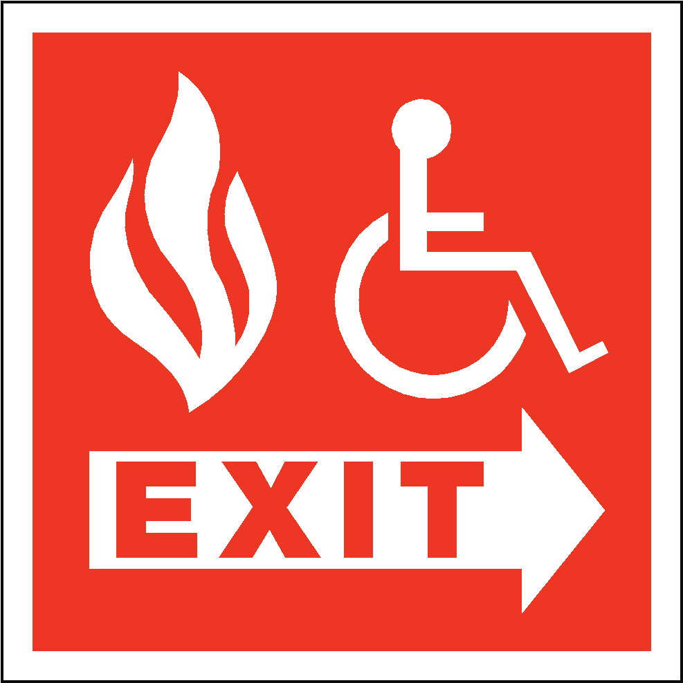Fire Safety Exit Disabled Sign - Handicap Sign Black (1182x1182)