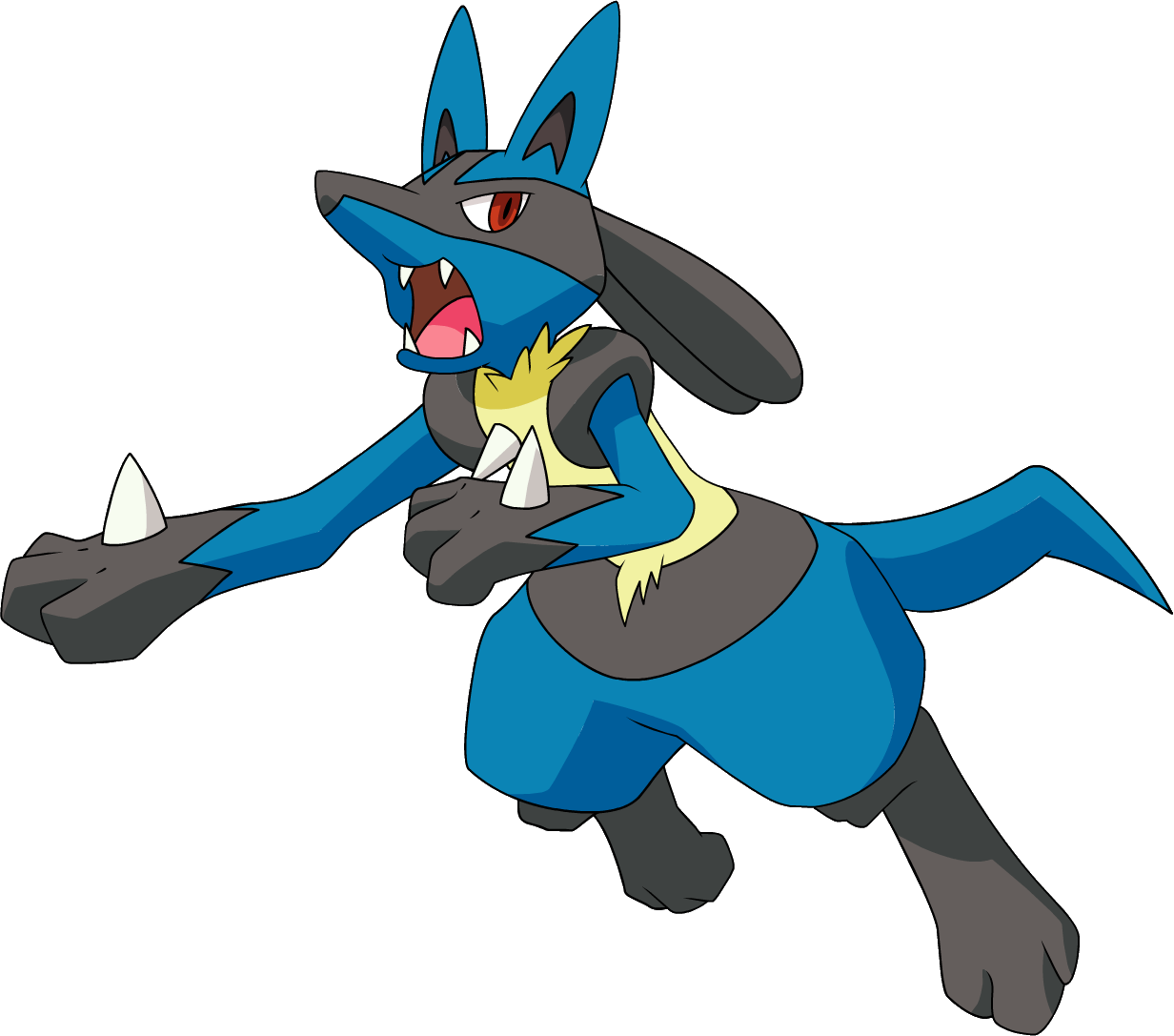 448lucario Dp Anime - Blue Pokemon With Bone (1232x1087)