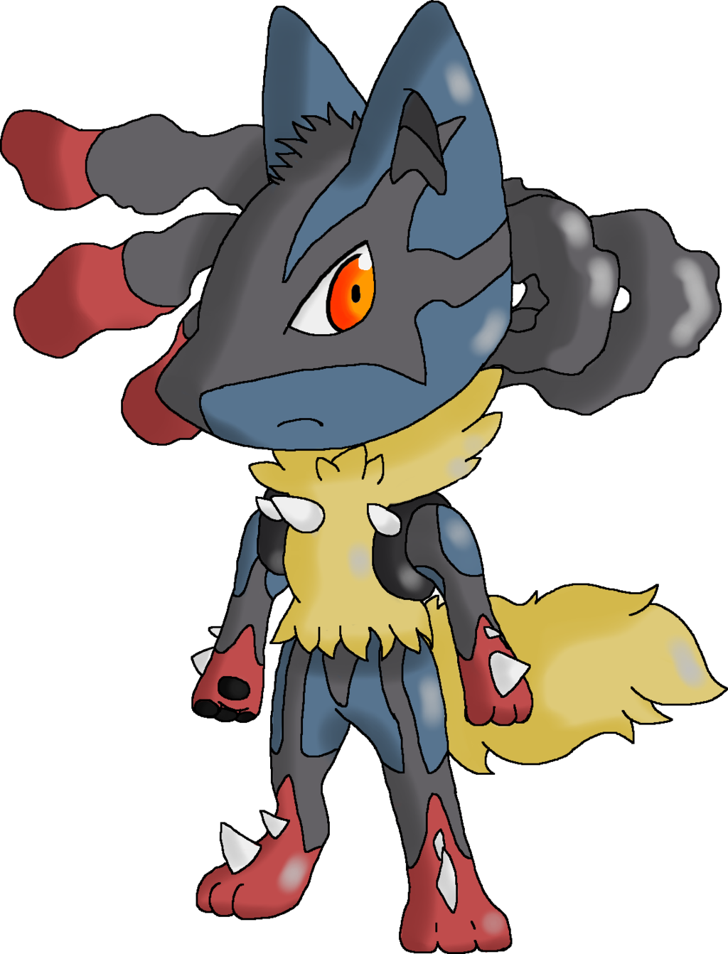 Chibi Mega Lucario Couleur By Vivou89 Chibi Mega Lucario - Chibi Mega Pokemon Png (1024x1342)