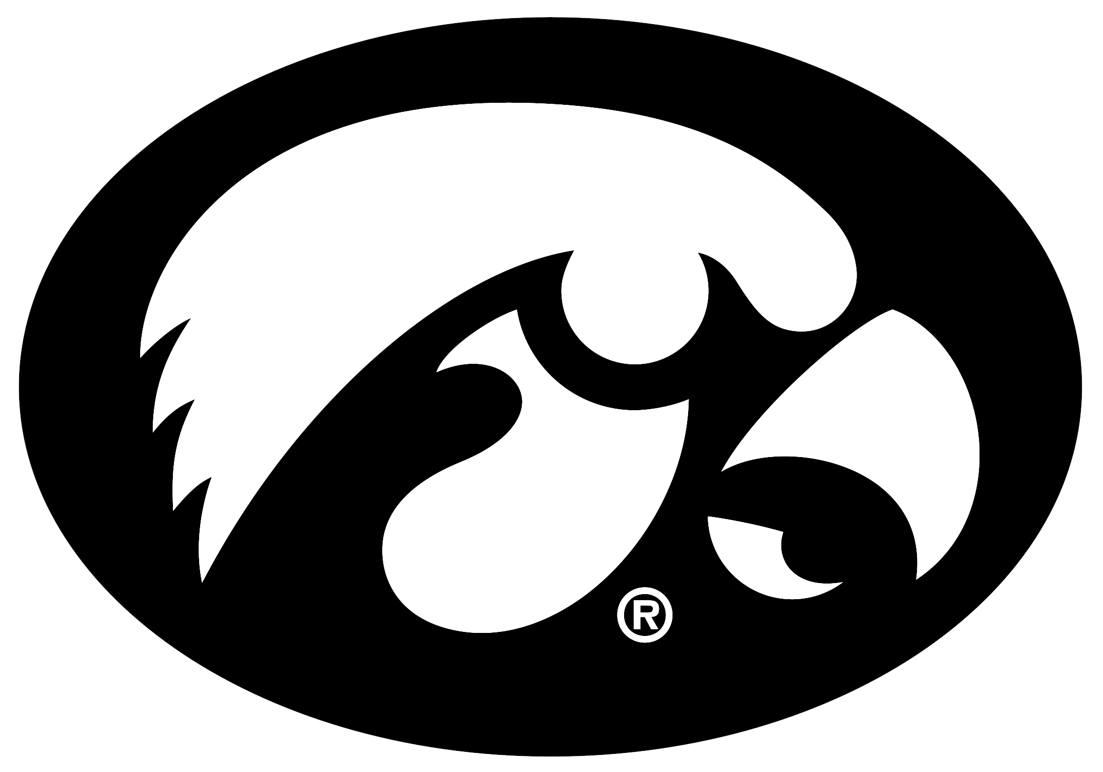 Iowa Hawkeyes Logo Black And White - Iowa Hawkeyes Logo (2400x1744)
